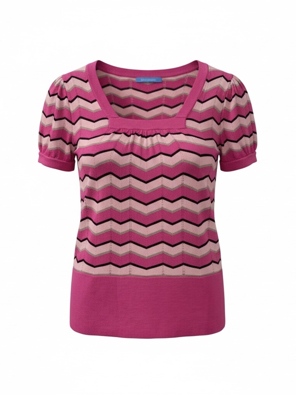 U Knit Pink Striped Short Sleeve Pink Sweater Size XL